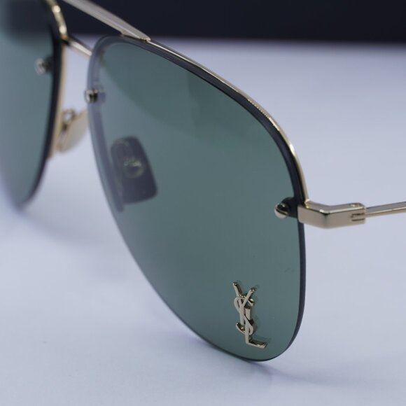 Saint Laurent CLASSIC 11 M 003 Aviator Sunglasses - Gold/Green - Picture 7 of 11